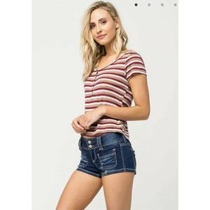 Almost Famous Premium Denim Shorts Low Rise Patch